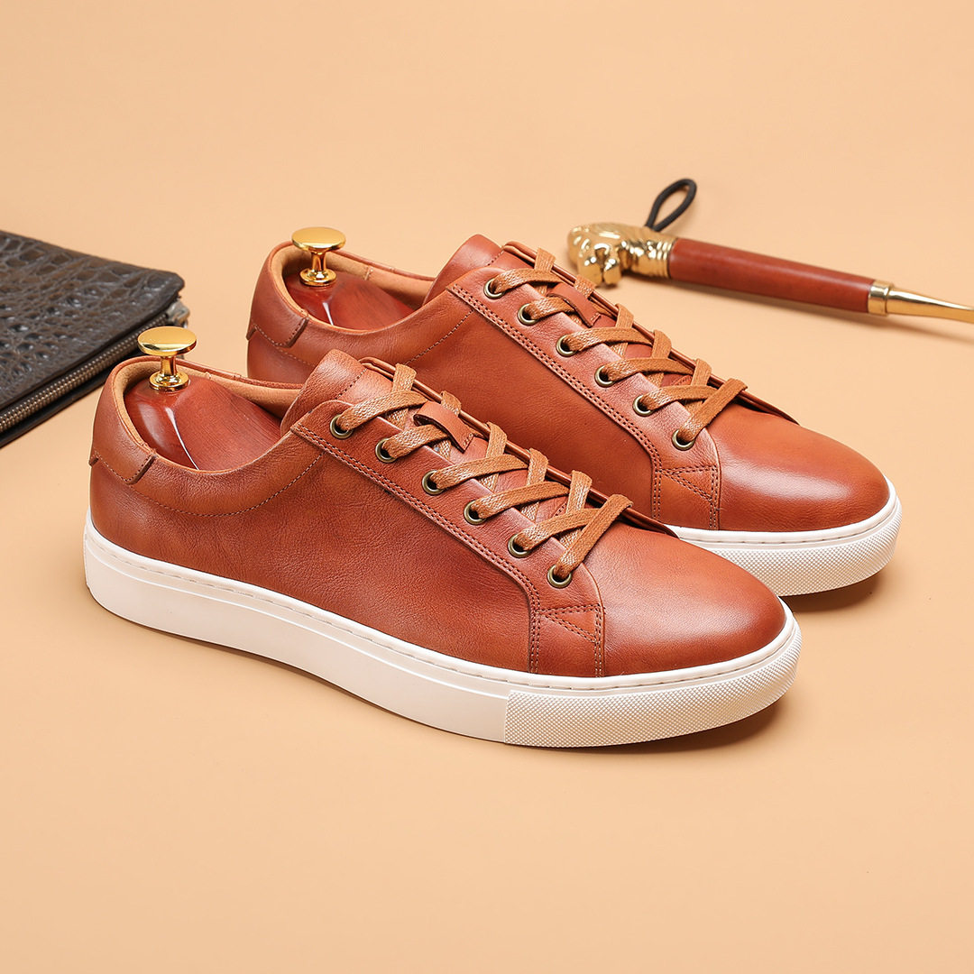 新款小白鞋经典板鞋头层牛皮百搭休闲时尚商务纯色运动潮鞋男,流行男鞋,休闲板鞋,淘宝优惠券,粉丝福利购,淘宝优惠卷