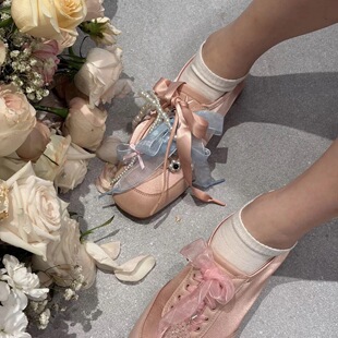 适用于威尼斯人VIVAIA黑色芭蕾舞鞋diy配饰鞋带鞋花水晶珍珠蝴蝶