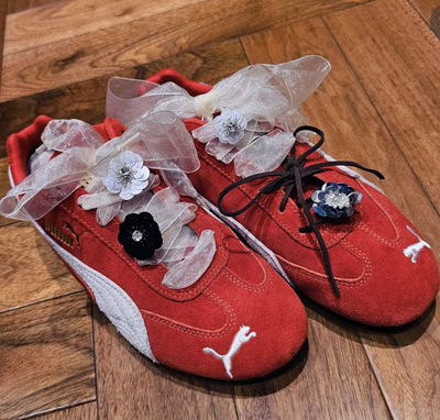 韩系ins小众超火时尚亮片珍珠蝴蝶结鞋带扣puma装饰个性鞋花diy