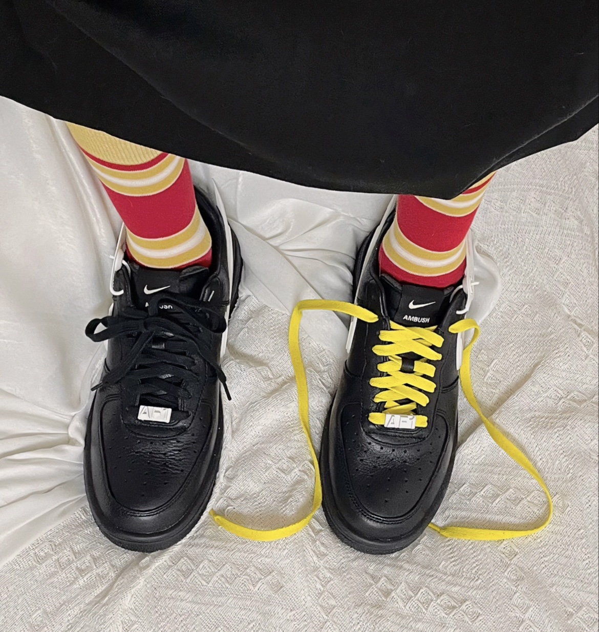 适配Ambush Nike Air Force 1 Low板鞋黑色黑黄色空军一号AF1鞋带