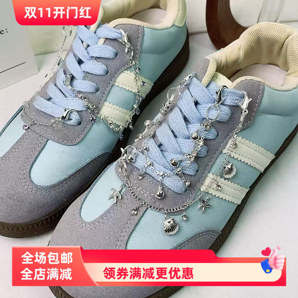 小红书高级感银色系水钻短链条配饰卡装德训鞋鞋链挂饰鞋子链条