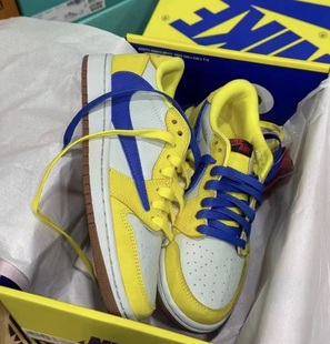 适配AJ1 low联名travilscott金丝雀黄7.0倒钩鞋带打蜡油蜡ts鞋绳