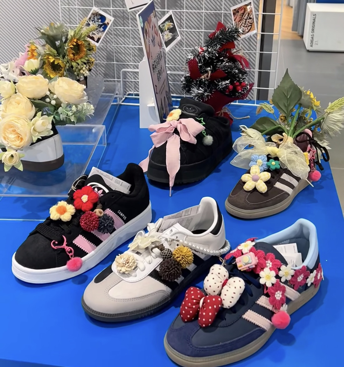 春季新款马卡龙串珠鞋花鞋带扣植绒珍珠小花装饰扣爱心少女鞋挂件