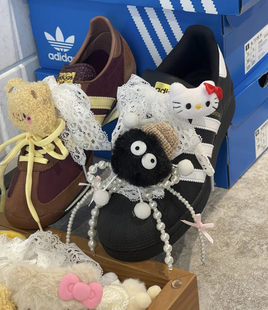 diy阿迪贝壳鞋samba煤球精灵kitty配饰珍珠蕾丝蝴蝶结鞋扣kt鞋花