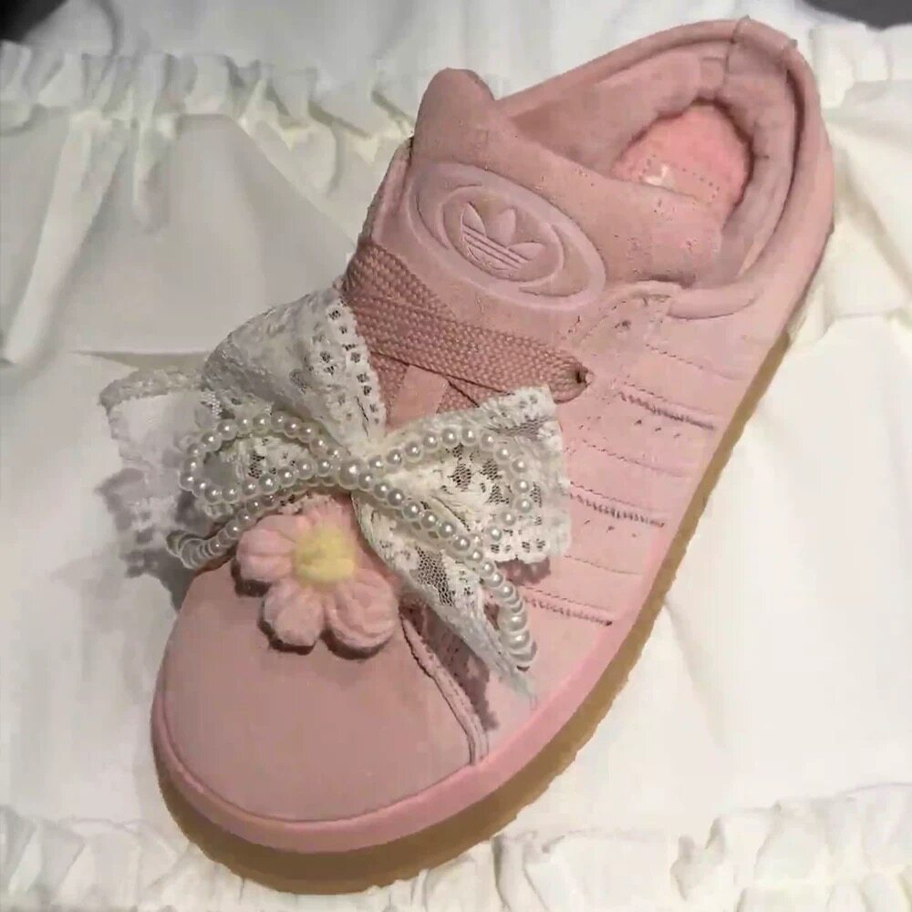 适用于三叶草campus雪地靴花朵鞋带扣韩版蝴蝶结配饰复古芭蕾鞋花