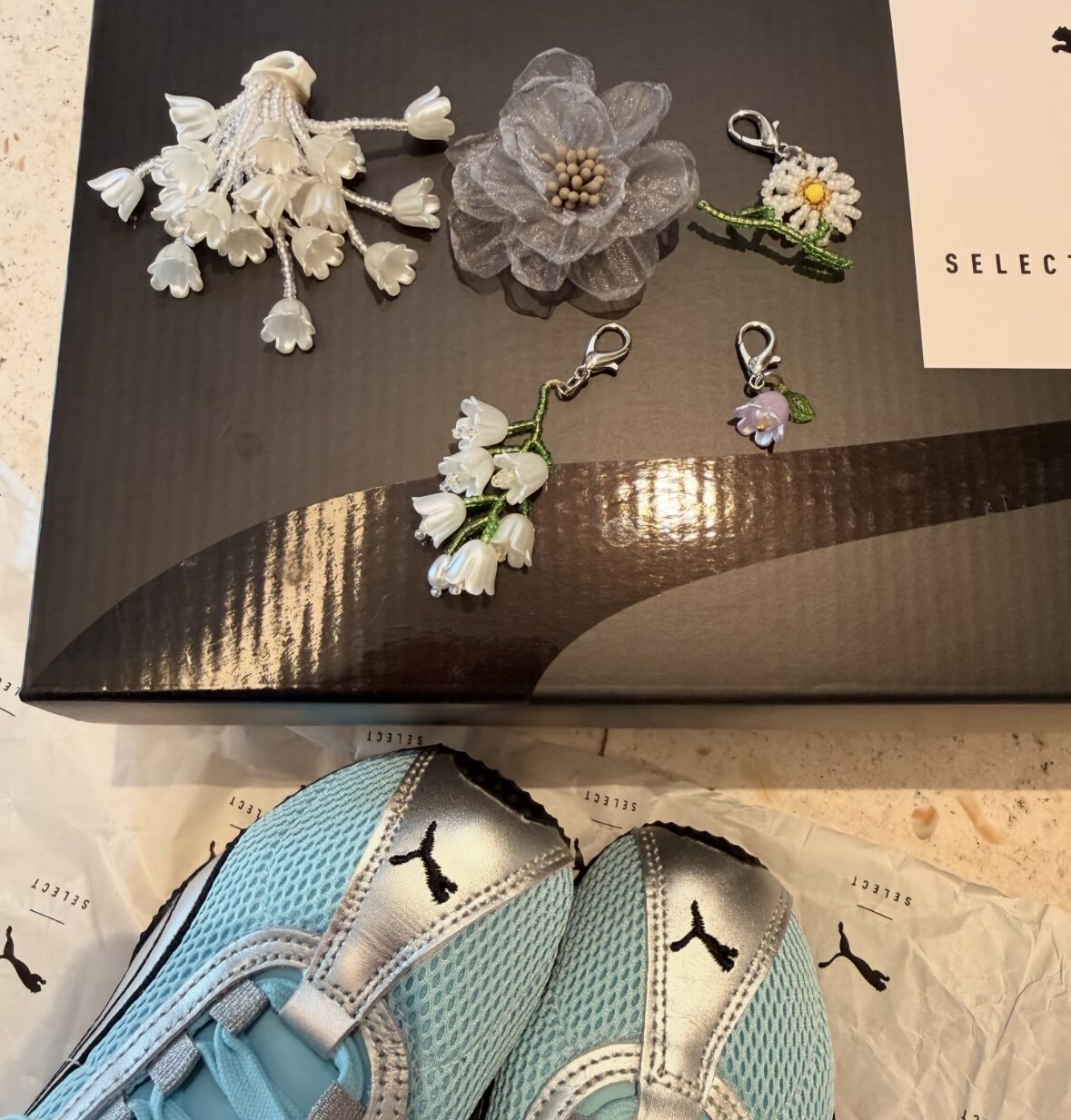 流苏小花铃兰鞋扣puma韩国网红配饰珍珠蝴蝶结鞋花德训鞋板鞋装饰图片