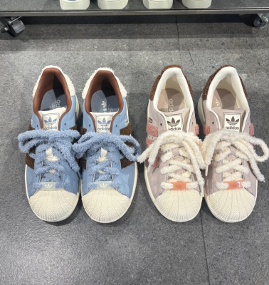 适配阿迪campus低帮板鞋毛绒鞋带德训鞋毛毛虫圆形可爱粉色鞋绳子