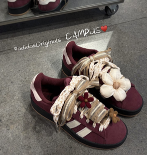 适用于阿迪三叶草campus圣诞植绒花朵鞋花新年鞋带搭配鞋扣鞋饰品