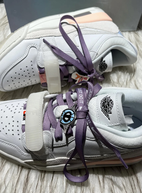 紫色钩子扁平扎染彩色字母鞋带适配aj312蛇年cny板鞋DIY鞋扣配饰