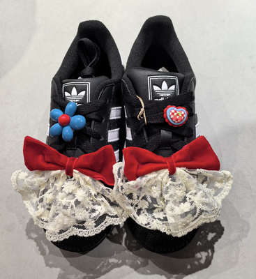 芭蕾风红蓝牛仔花朵鞋带扣鞋花配饰蝴蝶结samba鞋子德训鞋装饰扣