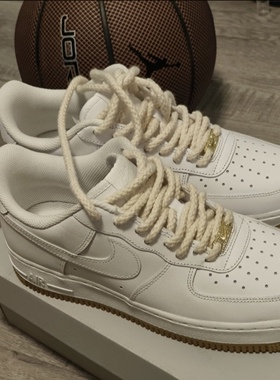 适配NikeAirForce1白生胶空军一号AF1米白色棉麻圆形鞋带麻绳鞋绳
