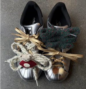 适配阿迪三叶草campus圣诞植绒花朵鞋花鞋带新年配饰马年套装鞋扣