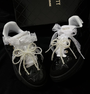 镂空蕾丝花纹鞋带适配Kaalixto星星板鞋diy芭蕾风装饰可拆卸鞋带