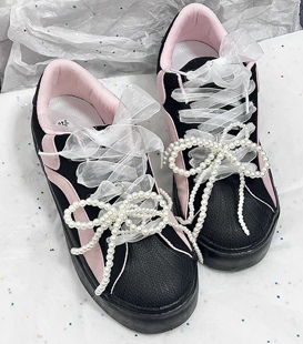 2.5cm宽薄纱织带雪纱蕾丝白鞋带适配小c德训鞋k芭蕾风gazelle鞋带