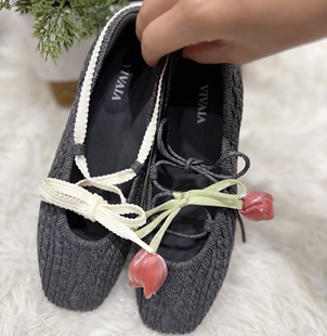 带 花串珠珍珠蝴蝶鞋 适用于威尼斯人VIVAIA红色玛丽珍鞋 水晶diy鞋