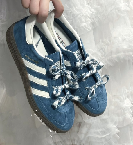 适配阿迪gazelle调色盘蓝色德训鞋千鸟格纹鞋带三叶草samba鞋绳子