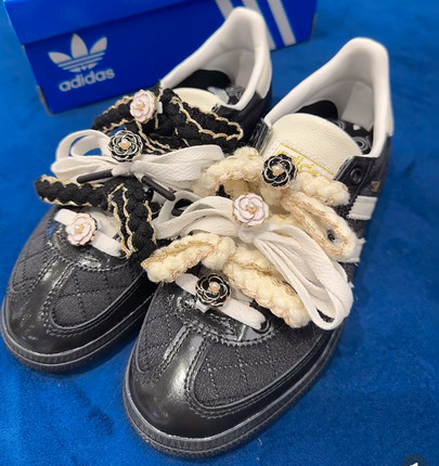 小香风金边麦穗鞋带绳适配三叶草spezial芭蕾风德训鞋samba鞋带扣