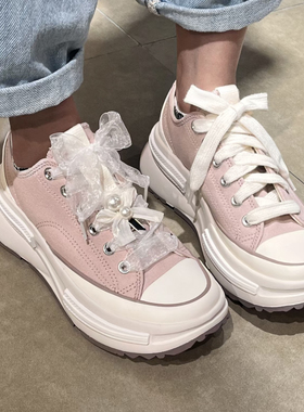 透明网纱鞋带适配匡威1970s帆布鞋runstar白色欧根雪纺蕾丝鞋绳子