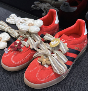 适配阿迪samba红德训鞋圣诞花朵鞋花鞋带新年配饰马年套装鞋扣diy