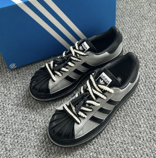 适配clot阿迪贝壳头黑白熊猫空军一号AF1黑白麦穗棉麻扁形diy鞋带