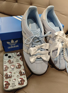 适配阿迪天蓝色samba芭蕾风ins丝带鞋绳gazelle板鞋白色丝绸鞋带