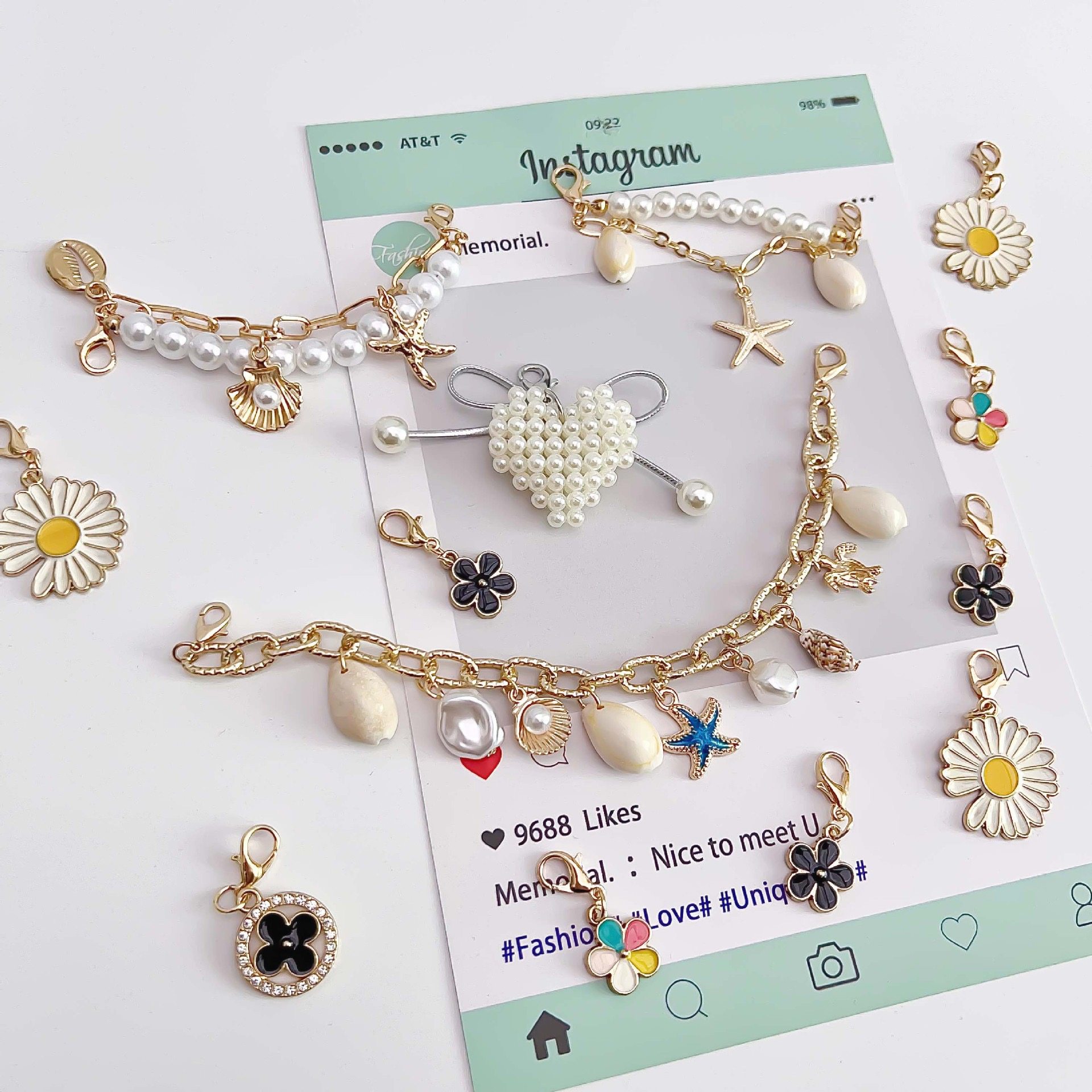 鞋花鞋挂韩国东大门挂件合金贝壳珍珠串珠手工diy女鞋饰品跨境新,服饰配件/皮带/帽子/围巾,鞋扣,淘宝优惠券,粉丝福利购,淘宝优惠卷