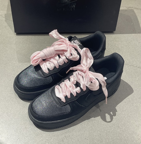 适配Nike Air Force 1 Low 板鞋黑武士 af1 空军一号粉色丝带鞋带