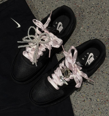 适配Nike Air Force 1 Low 板鞋黑武士 af1 空军一号粉色丝带鞋带