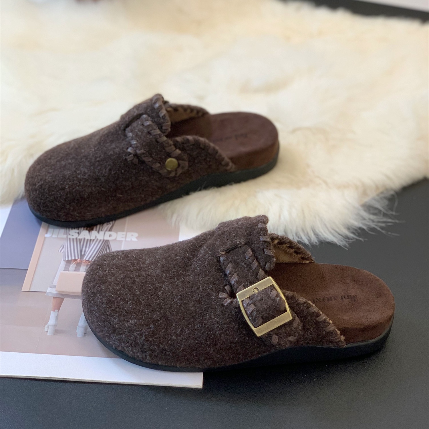 慵懒风厚底懒人一脚蹬森系包头拖