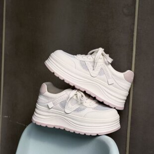 小白鞋 韩版 新单网透气超火百搭时尚 增高6cm2026夏季 厚底休闲板鞋