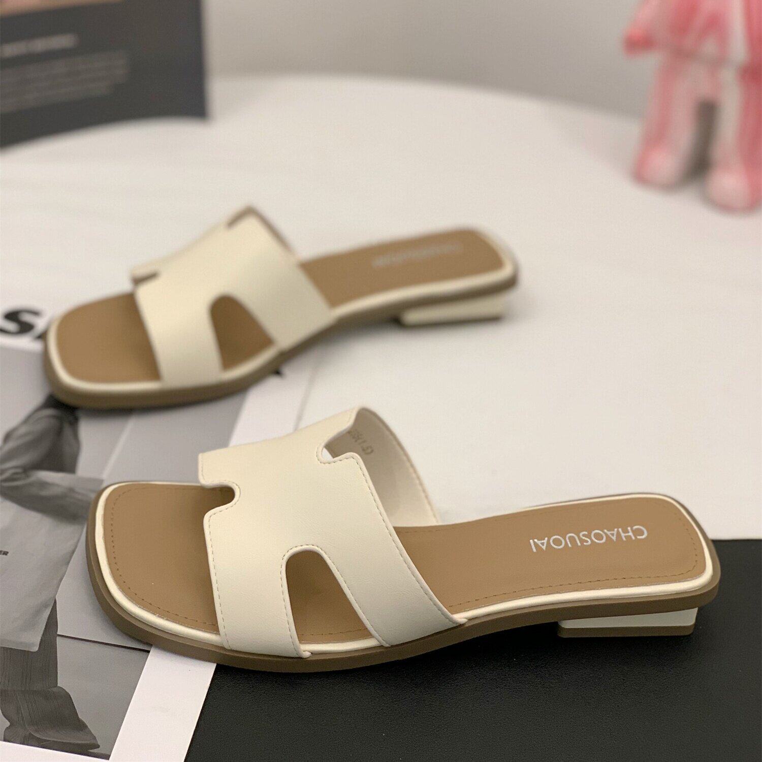 法式复古风一字拖女夏2026新款外穿平底懒人一脚蹬舒适休闲凉拖鞋