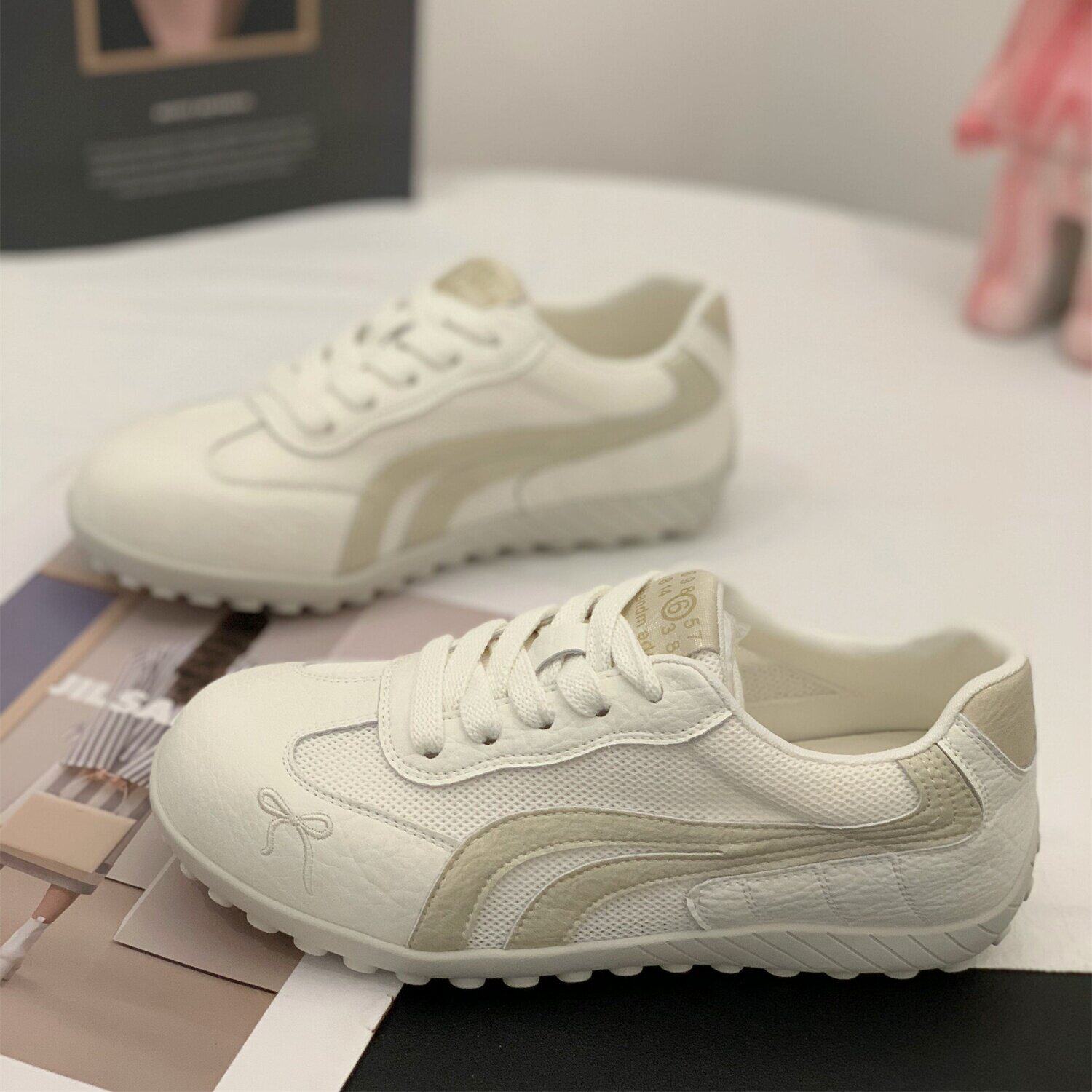 时尚显脚小网面爆款休闲板鞋女2026年夏季新款百搭拼色潮流德训鞋