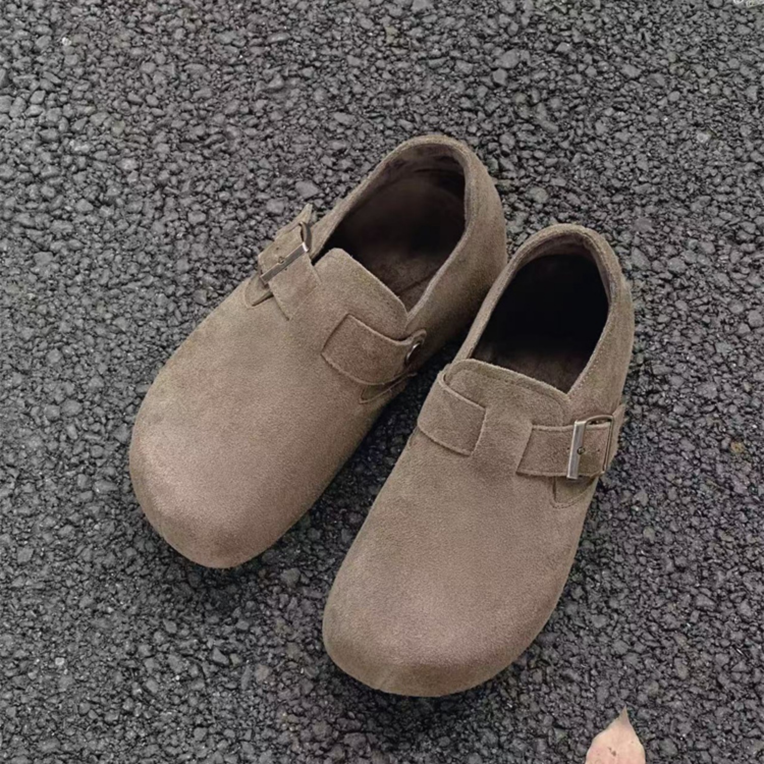 欧美风内增高复古磨砂绒面勃肯鞋