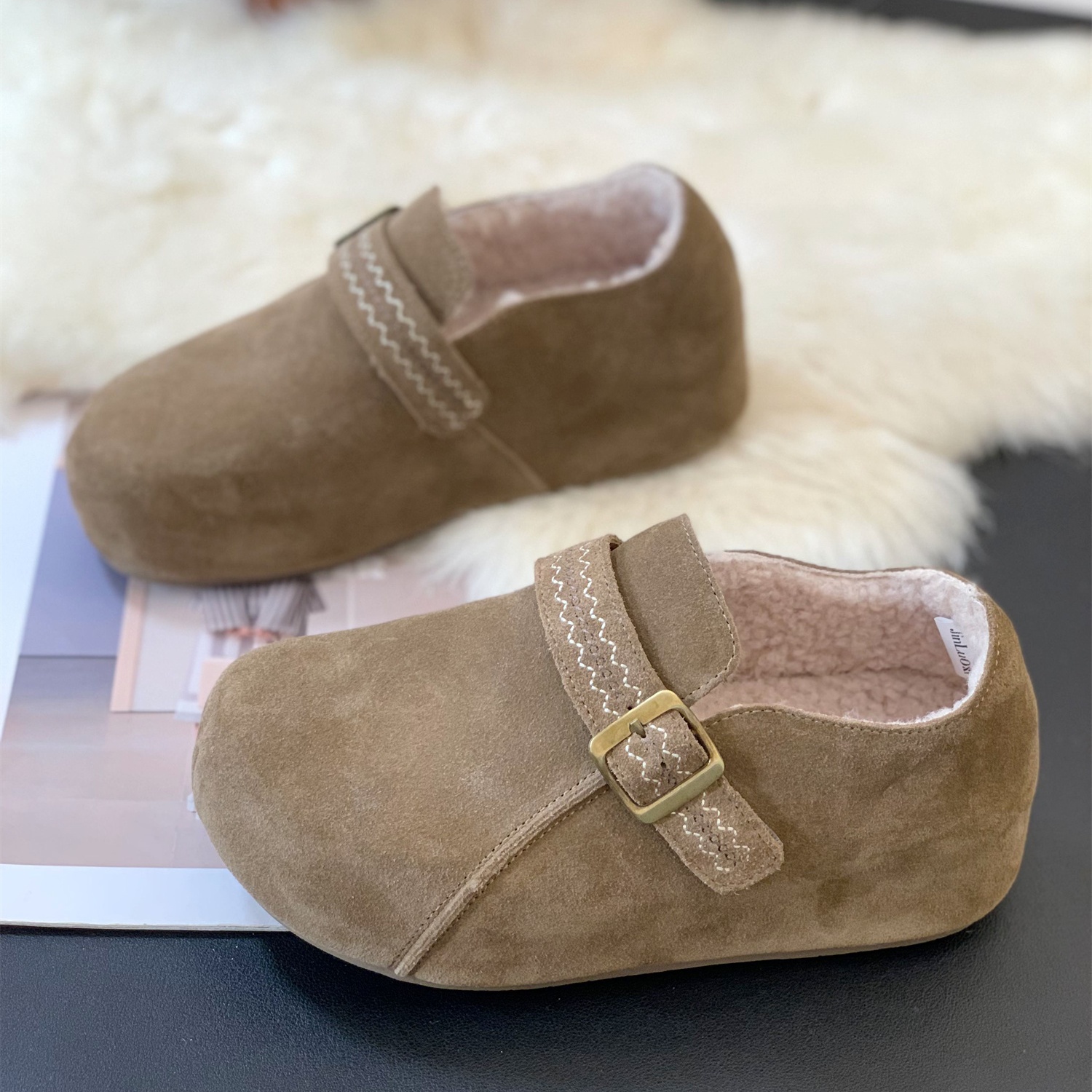 韩系百搭加绒保暖磨砂舒适勃肯鞋