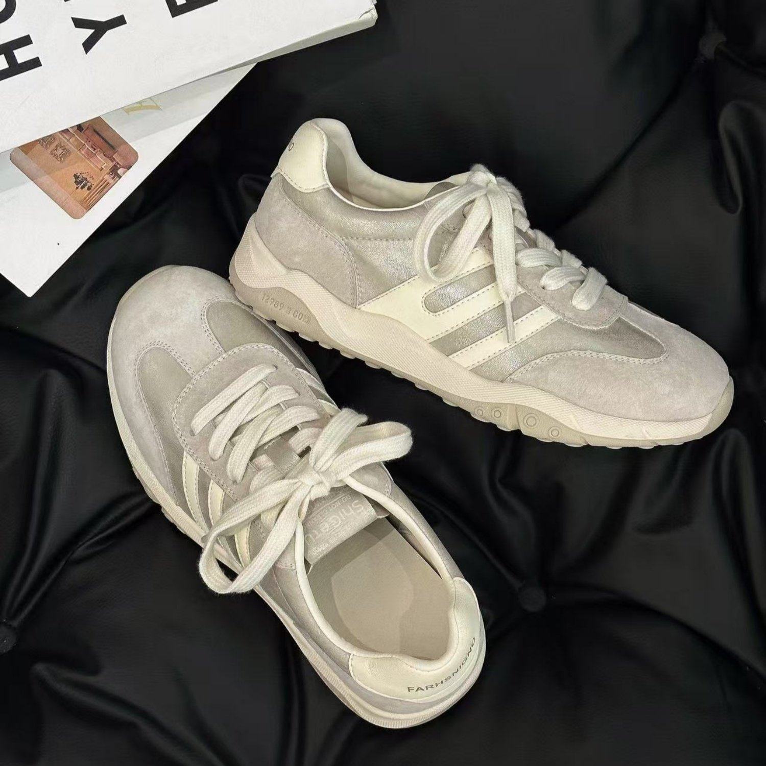 复古拼色德训鞋女2026春季新款百搭系带平底显脚小休闲运动阿甘鞋,女鞋,德训鞋,淘宝优惠券,粉丝福利购,淘宝优惠卷