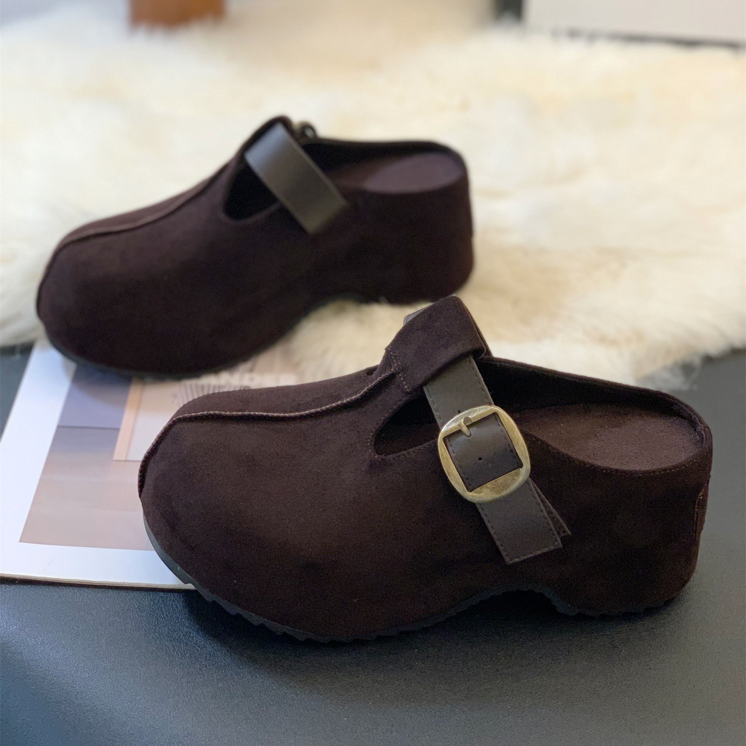 复古懒人时尚百搭增高勃肯半拖