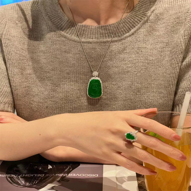 天然翡翠天然钻石可调节女