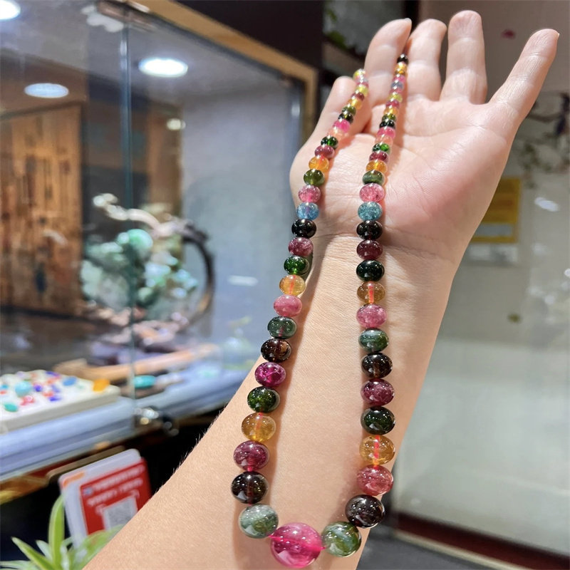 天然水晶碧玺塔鏈项链锁骨链旺夫养颜女补五行小众送生日礼物闺蜜