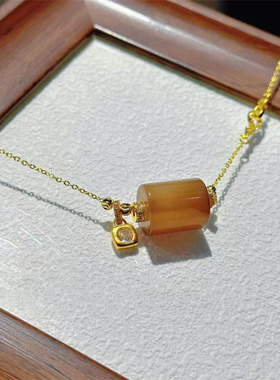 天然玛瑙转转珠桶珠时尚简约百搭高级项链颈链女太妃奶糖玉髓跑环