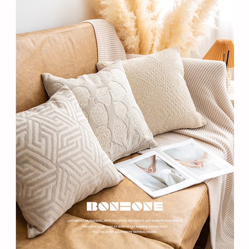 ins北欧风雪尼尔针织提花抱枕沙发客厅靠垫套不含芯民宿飘窗靠枕