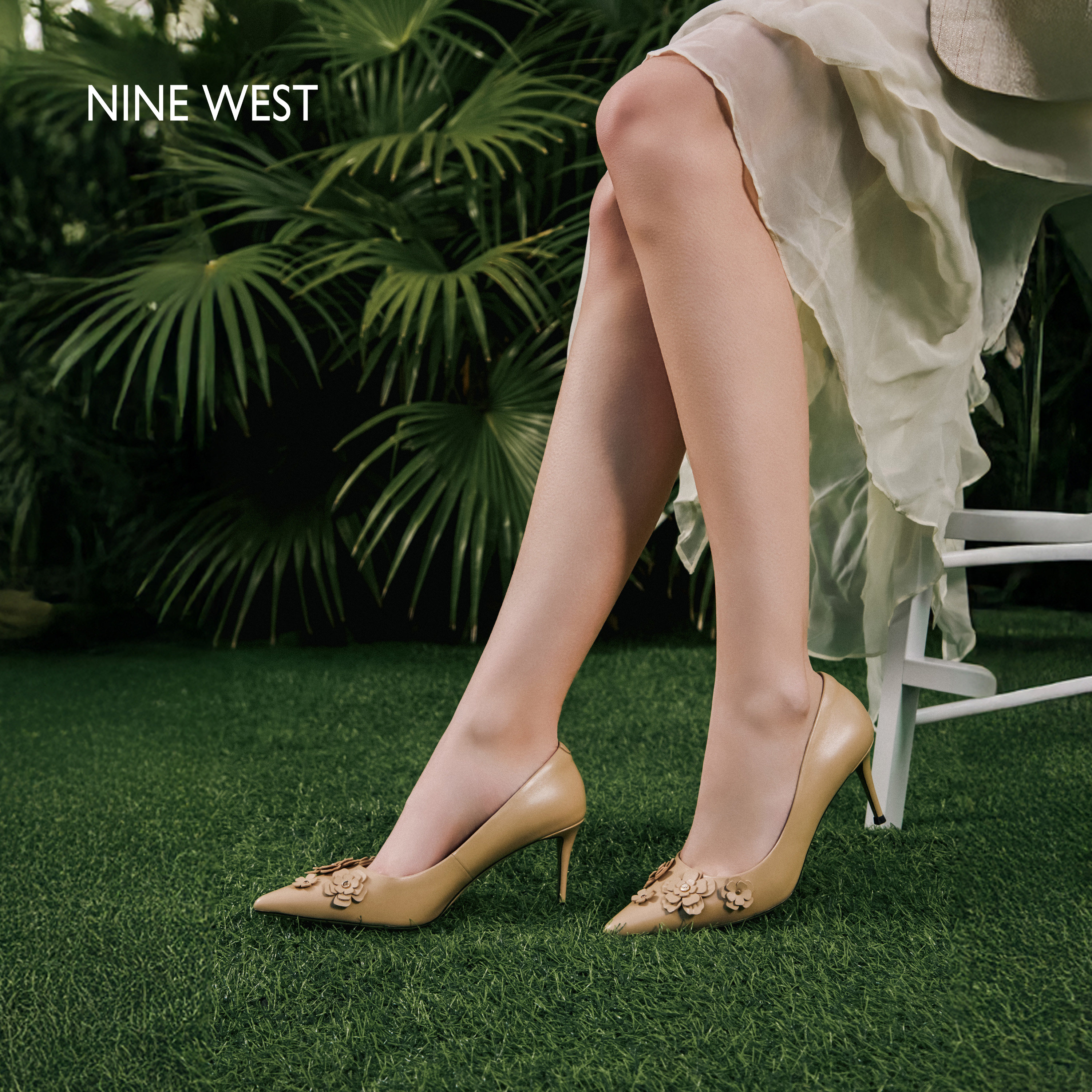 Nine West/玖熙轻叙花履高跟鞋2026春季新款细跟尖头浅