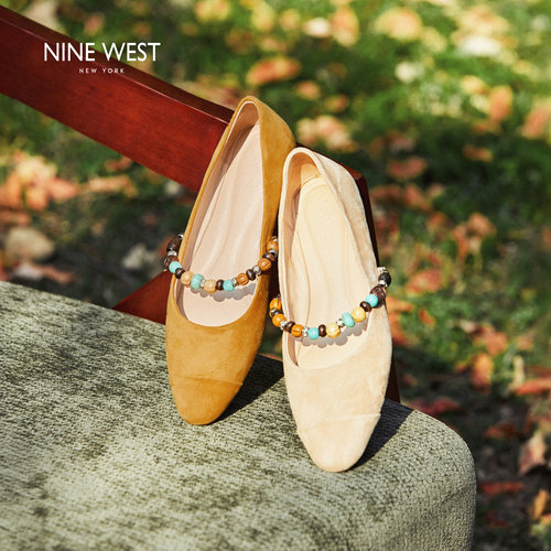 NINEWEST玖熙反绒一字带玛丽珍鞋