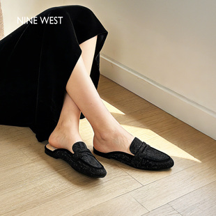 一脚蹬懒人鞋 Nine 女2026春包头拖鞋 玖熙暖沙星钻水钻穆勒鞋 West