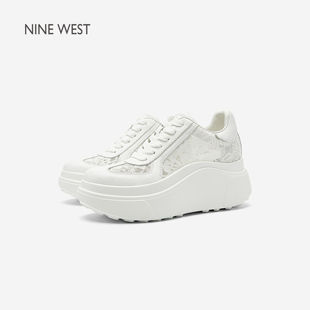 透气松糕鞋 Nine 女2026春休闲鞋 玖熙花间云阶厚底网面运动鞋 West