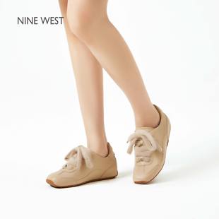 真皮内增高休闲鞋 Nine 女秋冬新款 玖熙卡布奇诺芭蕾德训鞋 West