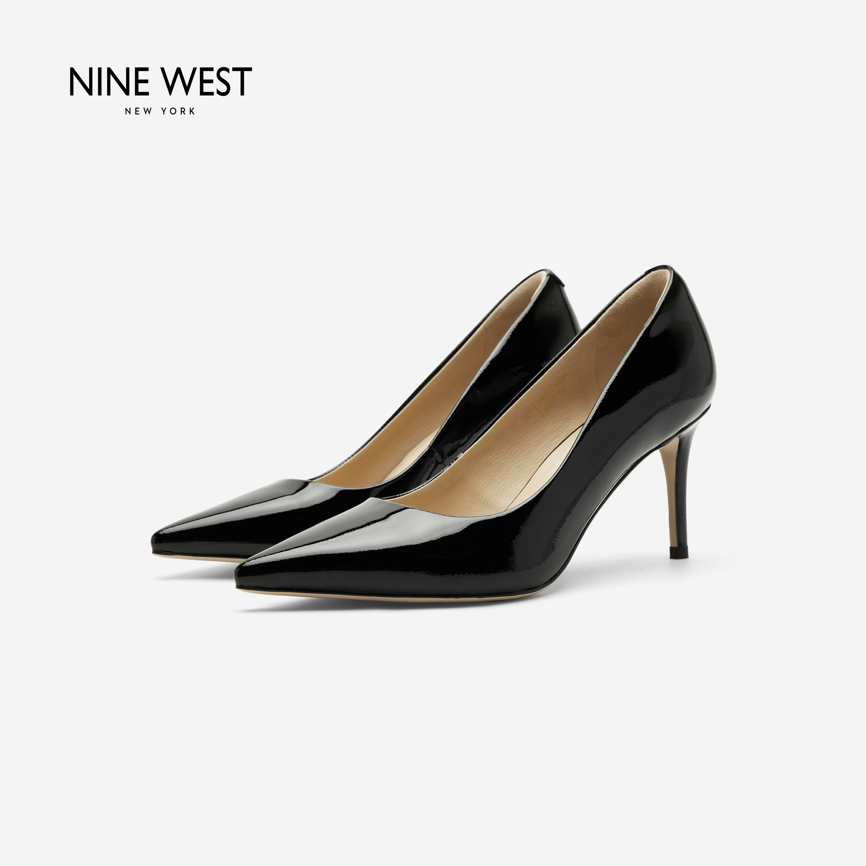 Nine West/玖熙1978系列99科技高跟鞋女新款漆皮尖头细跟单鞋优雅