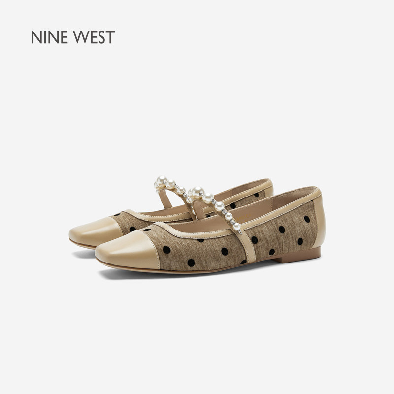 【商场同款】Nine West/玖熙珍珠奶茶玛丽珍鞋女2026夏季平底单鞋