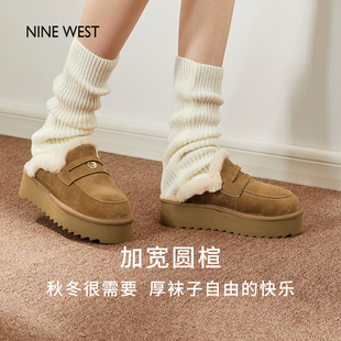 包头半拖鞋 Nine 外穿加绒毛毛鞋 玖熙厚底雪地靴女秋冬新款 West