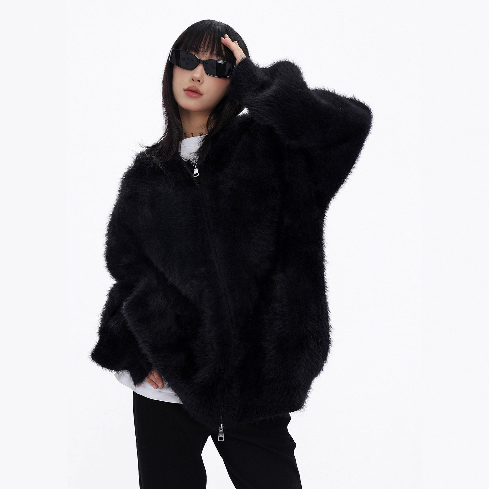 美式复古毛绒绒连帽毛衣男秋冬潮牌休闲宽松慵懒风水貂绒针织外套,男装,针织衫/毛衣,淘宝优惠券,粉丝福利购,淘宝优惠卷