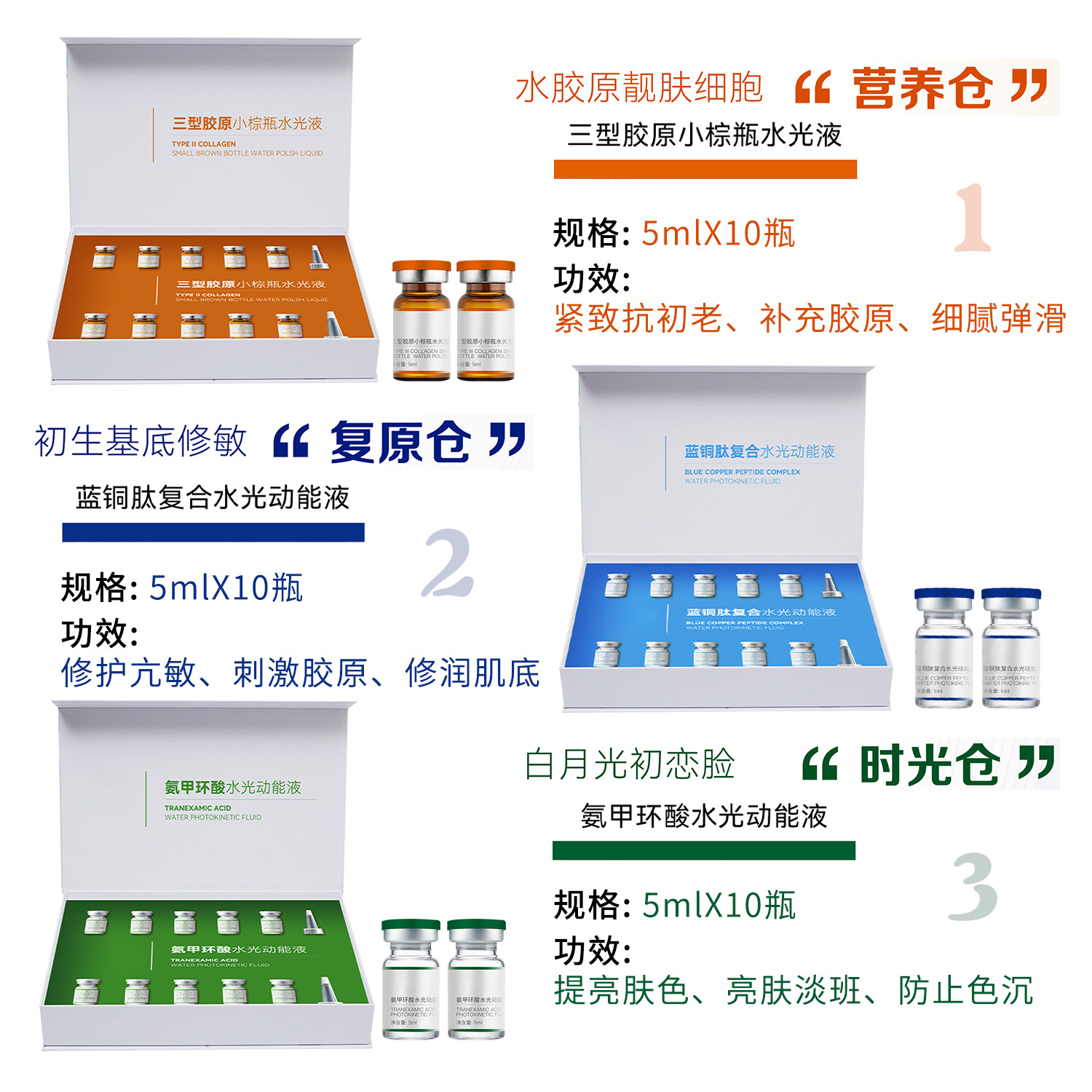 美容院水光动能精华液紧致淡纹面部提亮补水保湿抗初老水光原液